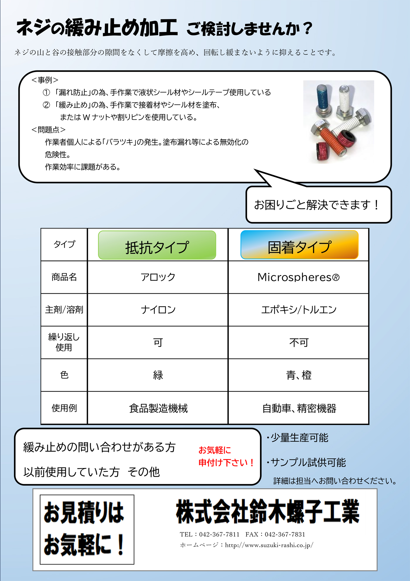 ネジの緩み止め加工